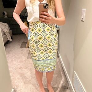 Vibrant Yellow and Green Pencil Skirt